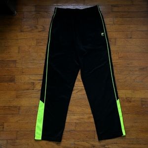 Medium Fila Track Pants Black/Neon Green